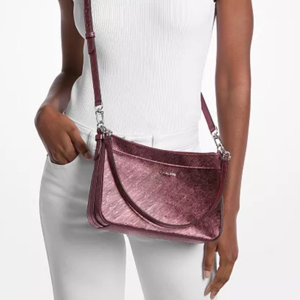 NWT Michael Kors Jet Set Top Zip Pouchette Crossbody Bag - Picture 2 of 8